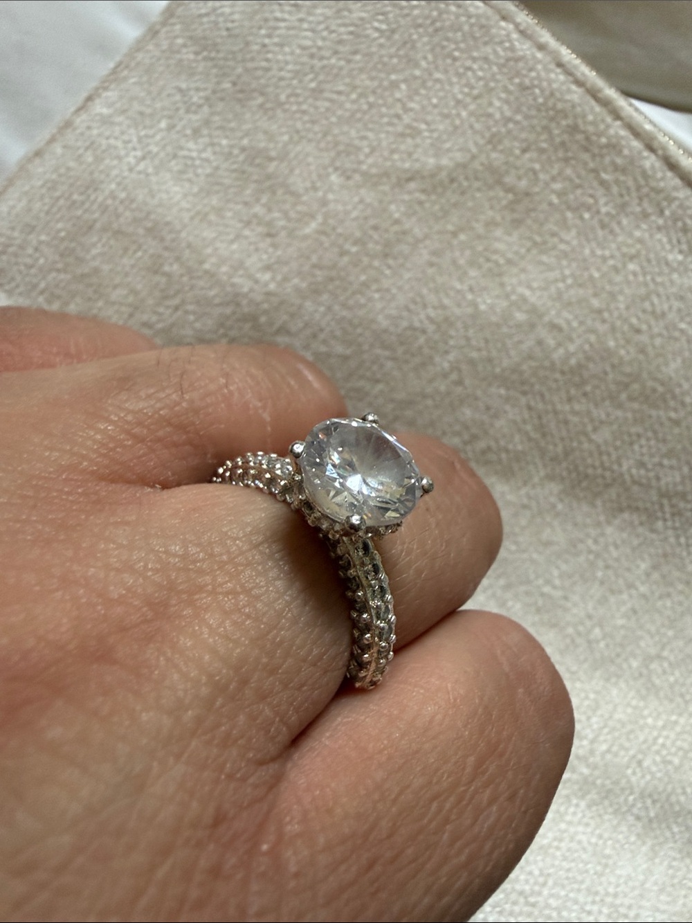 Clear Solitaire Halo Ring in Silver-Tone ✨OPEN TO OFFERS